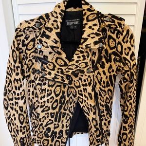 Leopard print Moto jacket